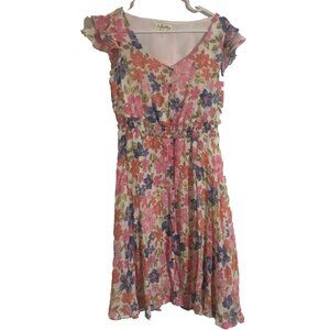 Indigo Rose Women's Floral Print Maxi Dress, Size Medium, V-Neck, High-Low Hem